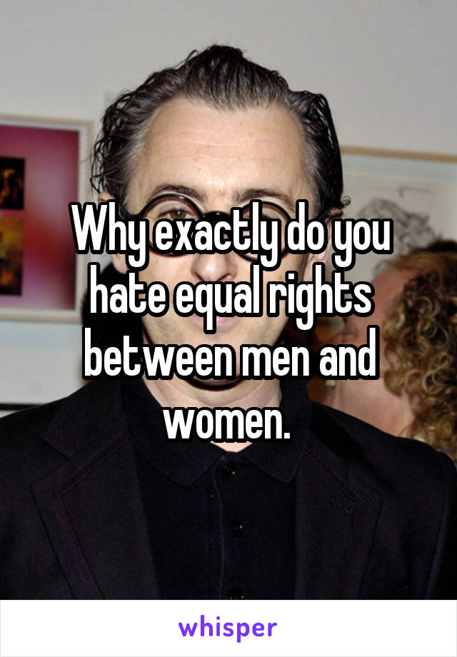 Why exactly do you hate equal rights between men and women. 