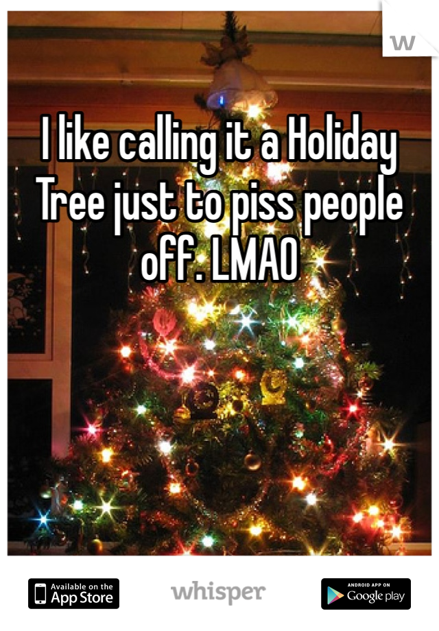 I like calling it a Holiday Tree just to piss people off. LMAO