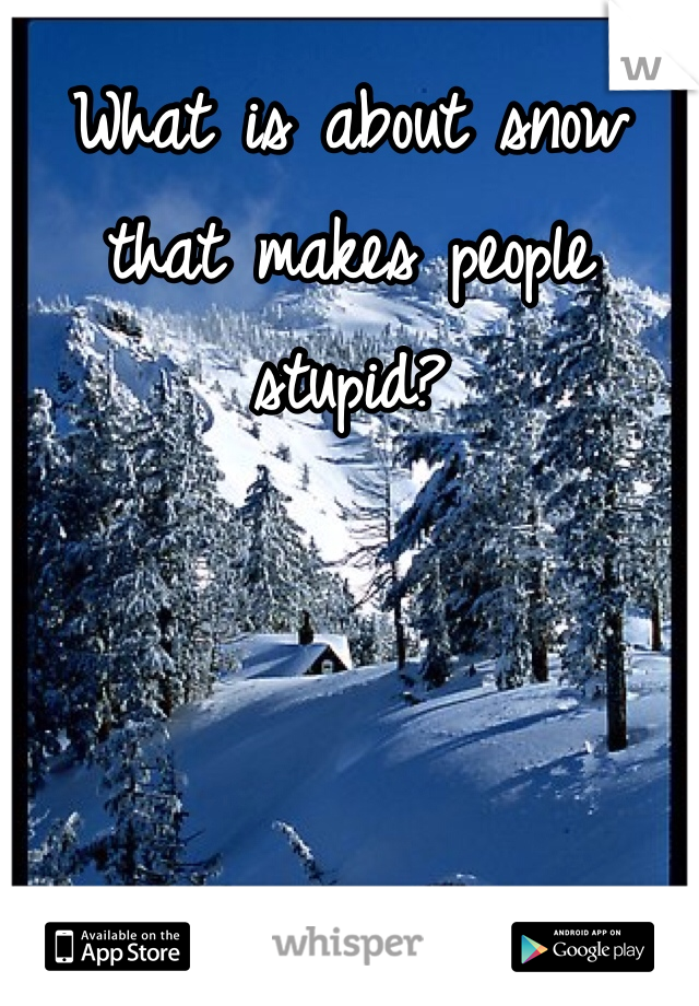 What is about snow that makes people stupid?