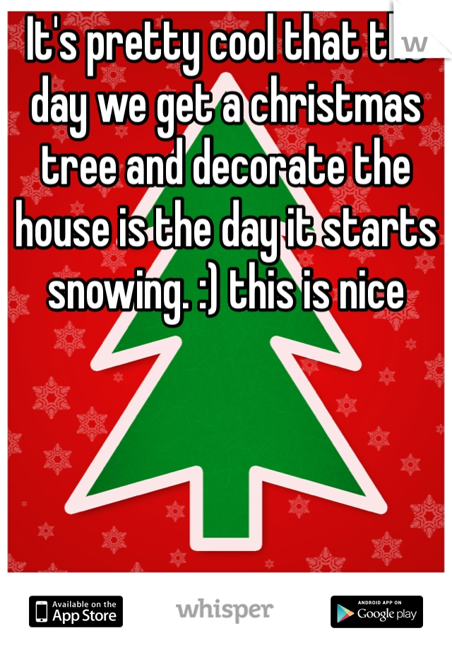 It's pretty cool that the day we get a christmas tree and decorate the house is the day it starts snowing. :) this is nice