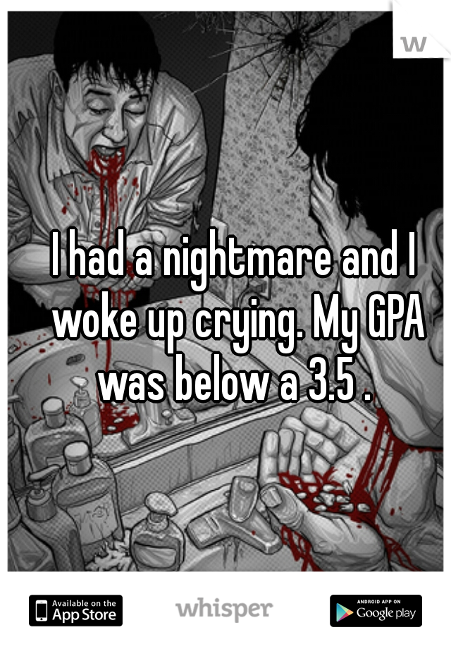 I had a nightmare and I woke up crying. My GPA was below a 3.5 . 