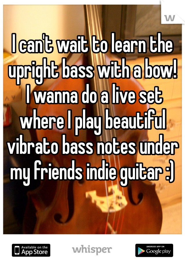 I can't wait to learn the upright bass with a bow!
 I wanna do a live set where I play beautiful vibrato bass notes under my friends indie guitar :) 