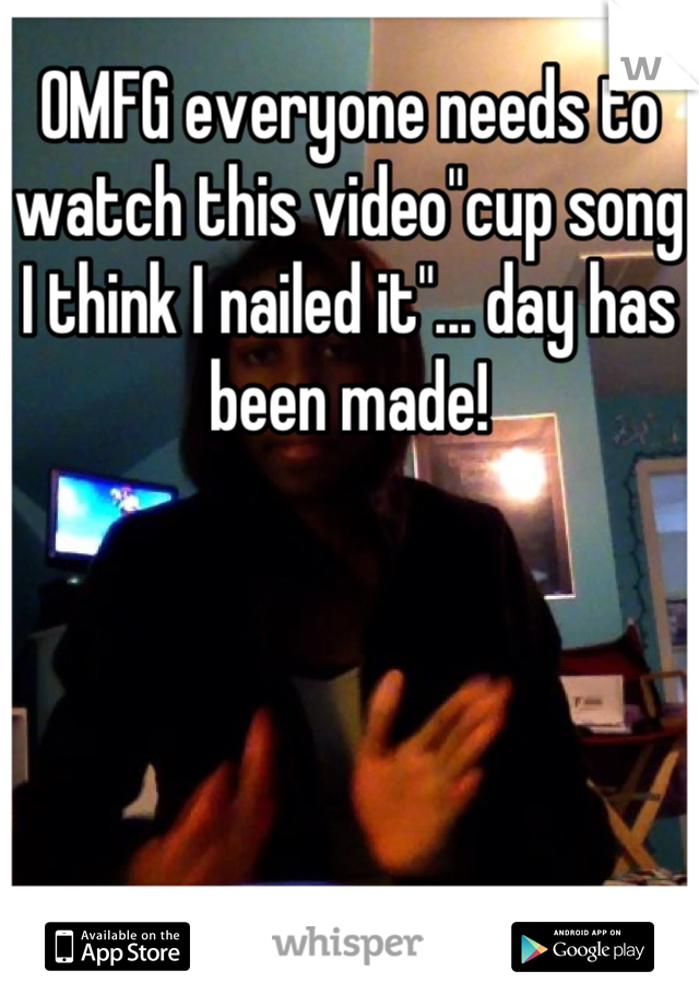 OMFG everyone needs to watch this video"cup song I think I nailed it"... day has been made!
