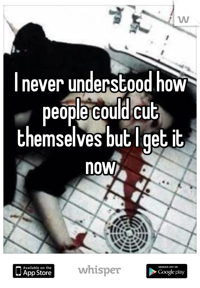 I never understood how people could cut themselves but I get it now