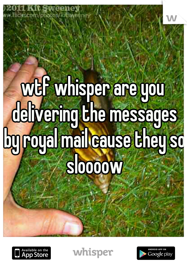 wtf whisper are you delivering the messages by royal mail cause they so sloooow