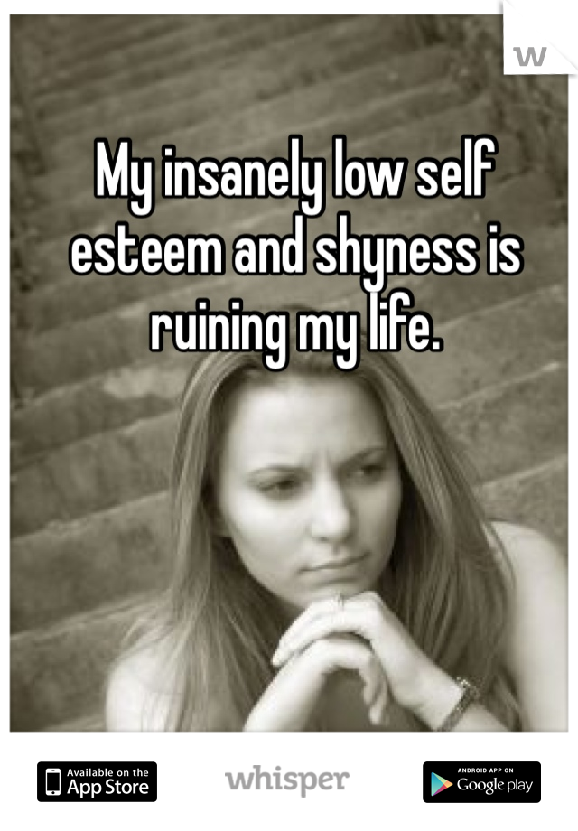 My insanely low self esteem and shyness is ruining my life. 