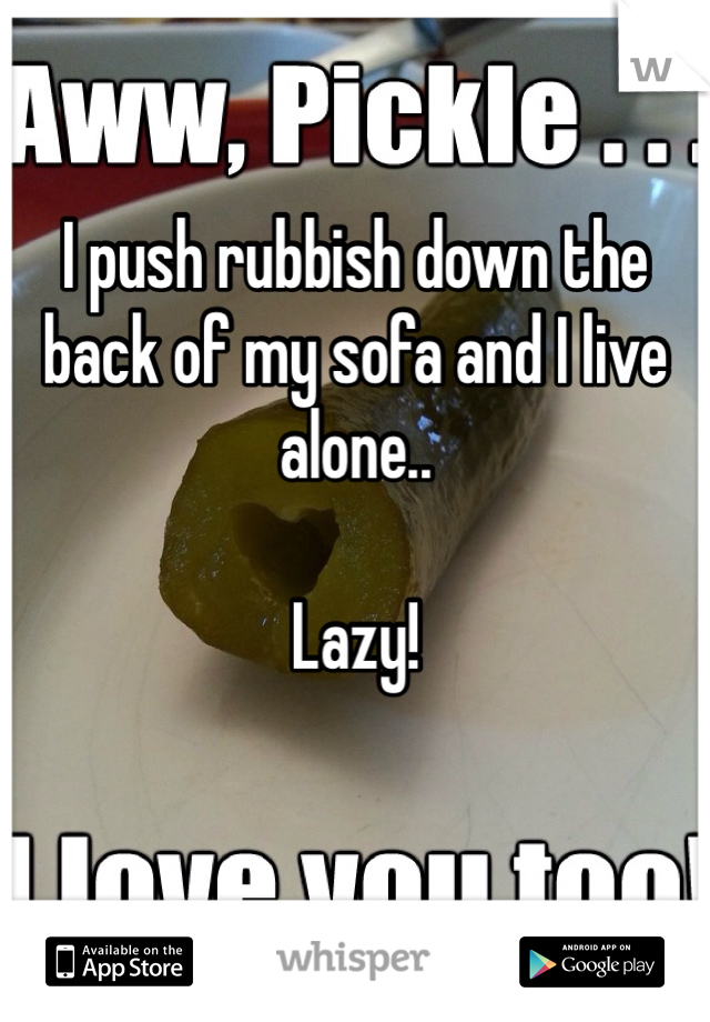 I push rubbish down the back of my sofa and I live alone.. 

Lazy!