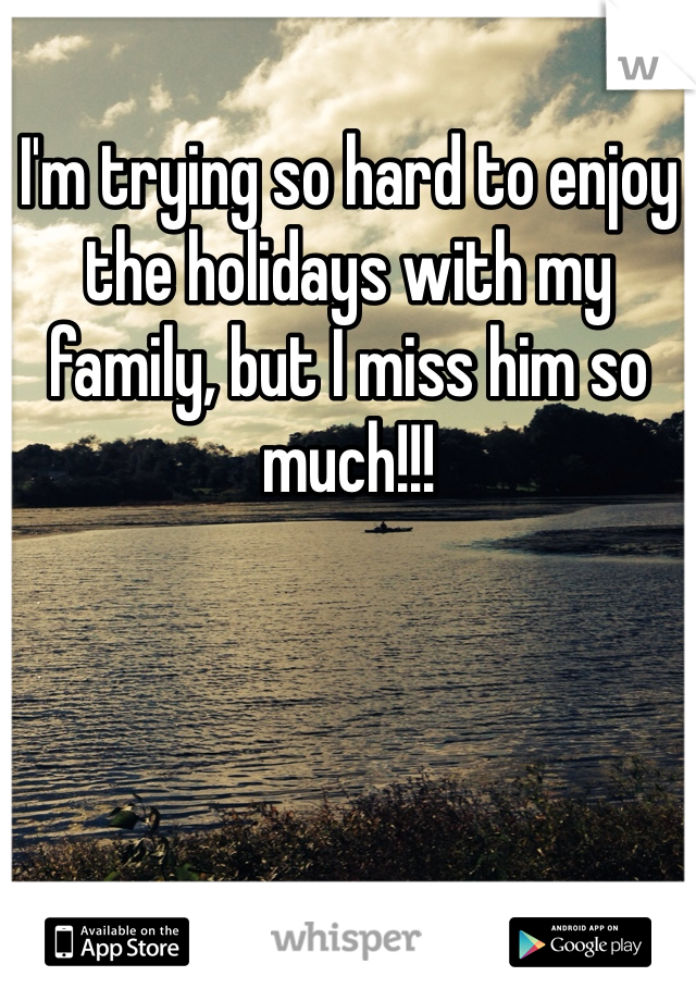 I'm trying so hard to enjoy the holidays with my family, but I miss him so much!!!