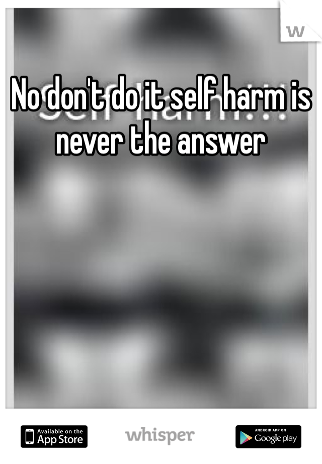 No don't do it self harm is never the answer
