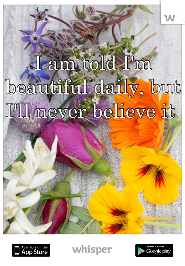 I am told I'm beautiful daily, but I'll never believe it 
