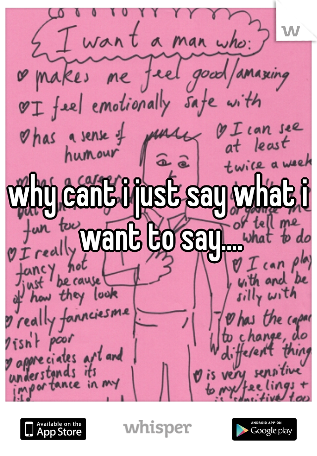 why cant i just say what i want to say....