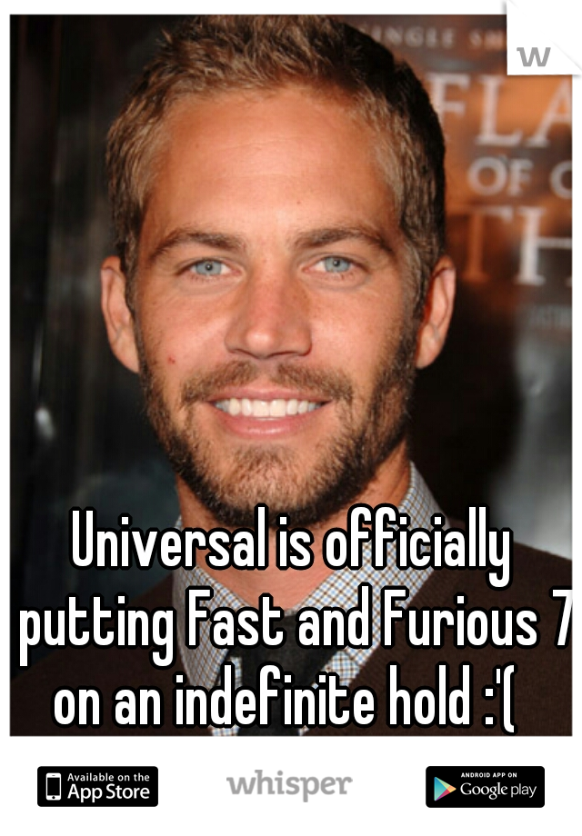Universal is officially putting Fast and Furious 7 on an indefinite hold :'(  