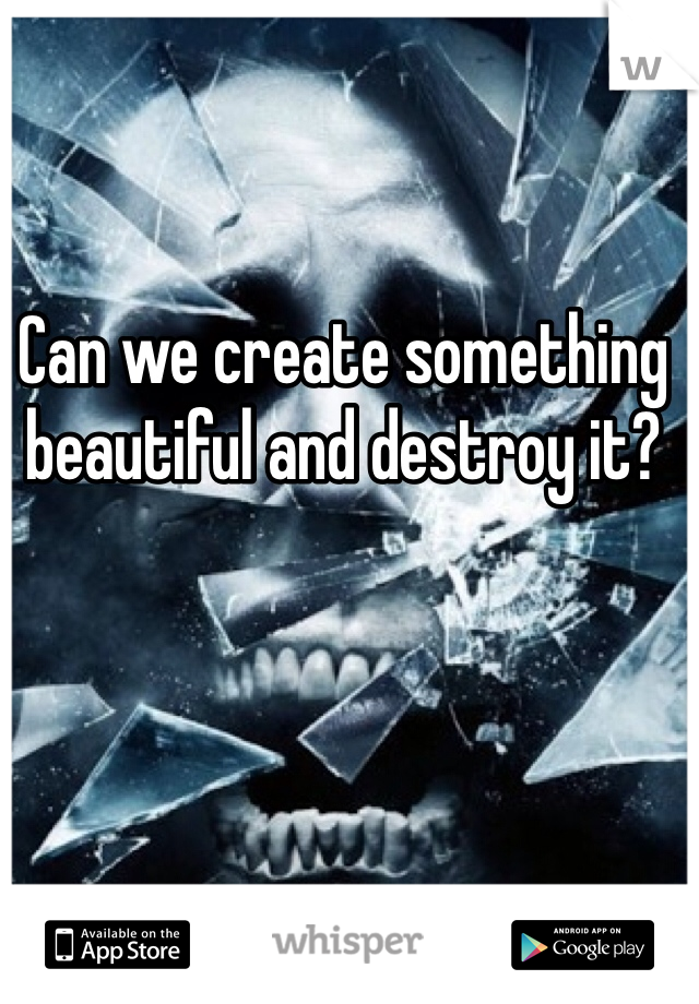 Can we create something beautiful and destroy it?