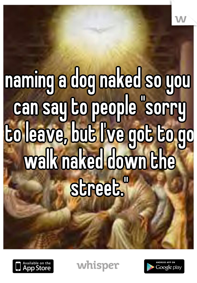 naming a dog naked so you can say to people "sorry to leave, but I've got to go walk naked down the street."