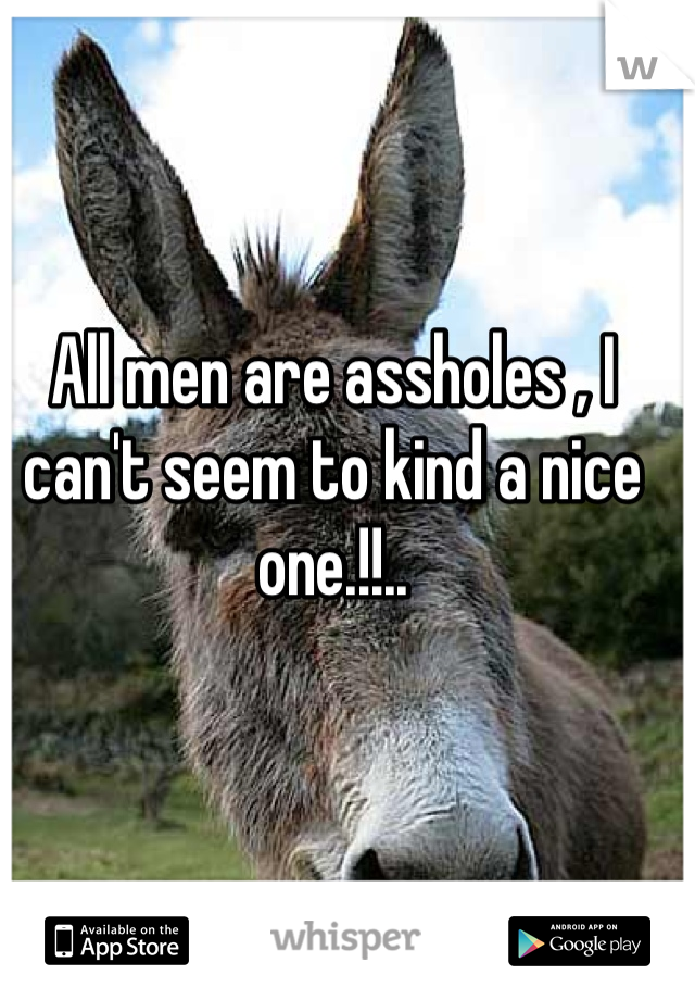 All men are assholes , I can't seem to kind a nice one.!!..