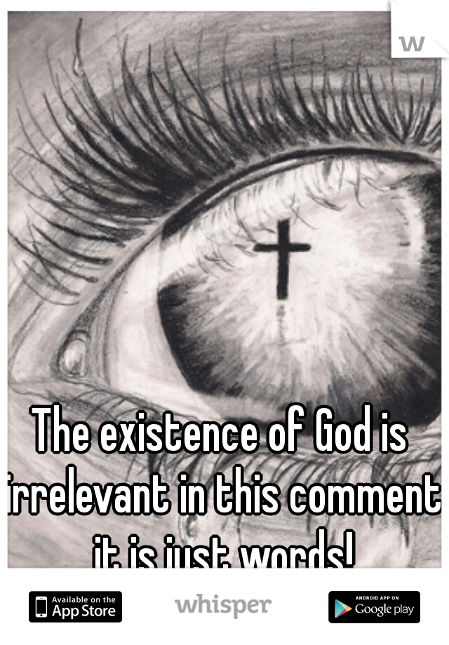 The existence of God is irrelevant in this comment it is just words!
