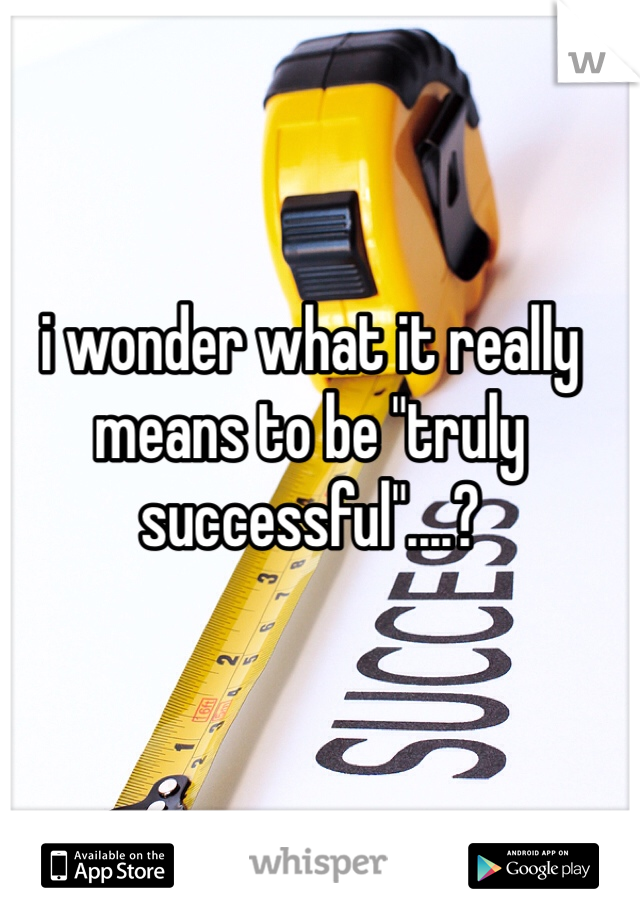 i wonder what it really means to be "truly successful"....?