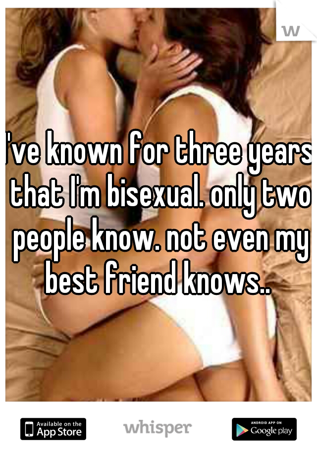 I've known for three years that I'm bisexual. only two people know. not even my best friend knows.. 