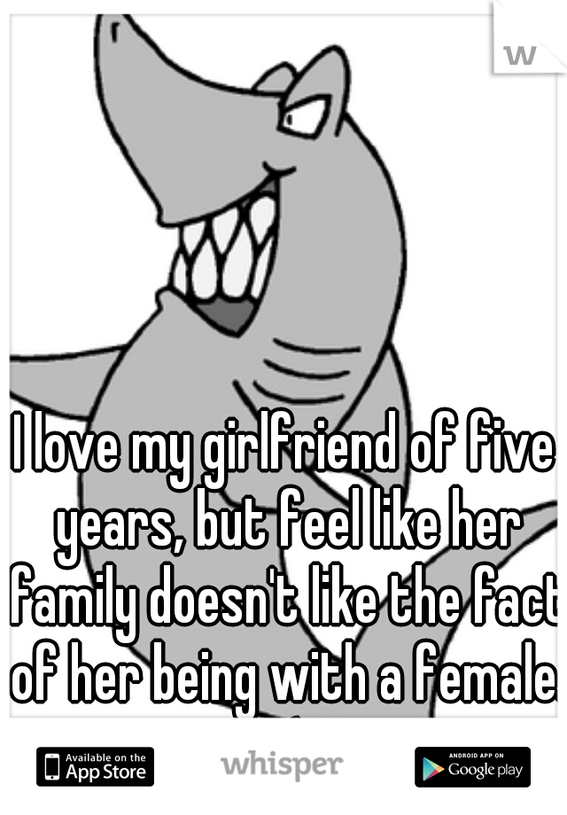 I love my girlfriend of five years, but feel like her family doesn't like the fact of her being with a female. :(