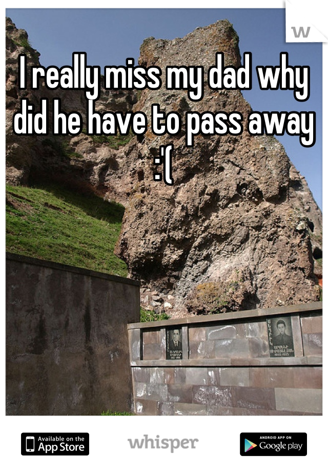 I really miss my dad why did he have to pass away :'(
