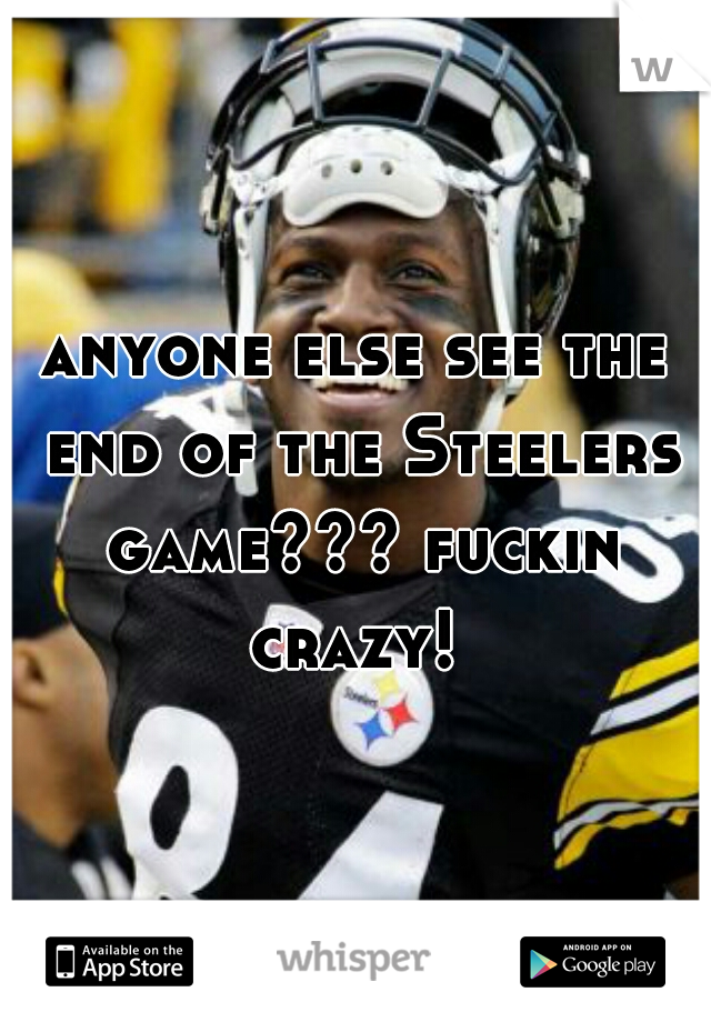 anyone else see the end of the Steelers game??? fuckin crazy! 