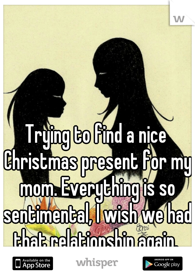 Trying to find a nice Christmas present for my mom. Everything is so sentimental, I wish we had that relationship again. 