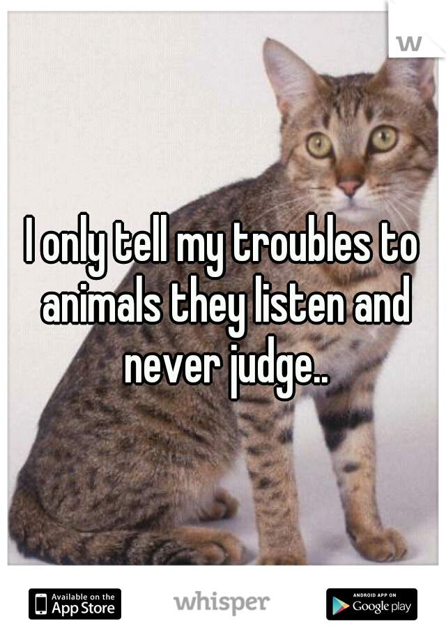 I only tell my troubles to animals they listen and never judge..