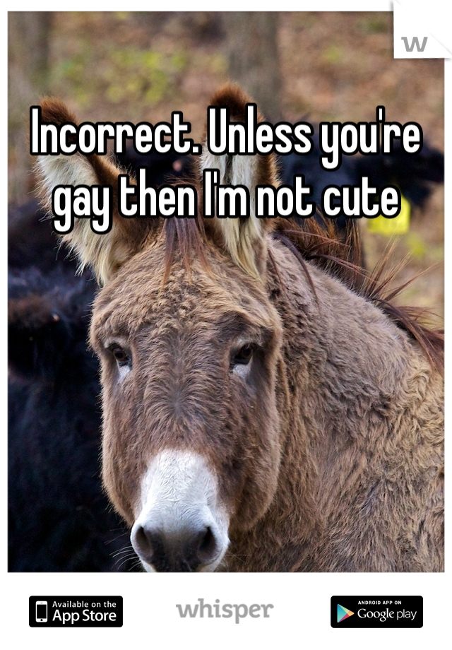 Incorrect. Unless you're gay then I'm not cute