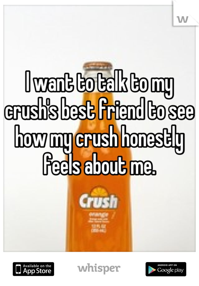 

I want to talk to my crush's best friend to see how my crush honestly feels about me.