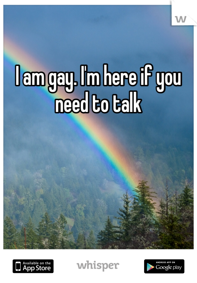 I am gay. I'm here if you need to talk