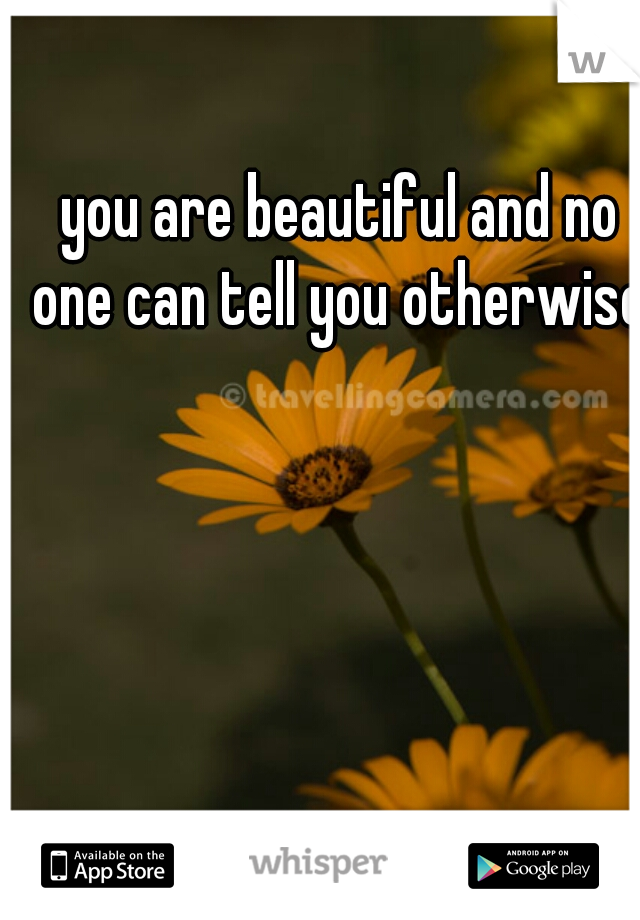 you are beautiful and no one can tell you otherwise!
  