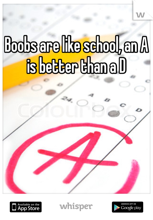 Boobs are like school, an A is better than a D 