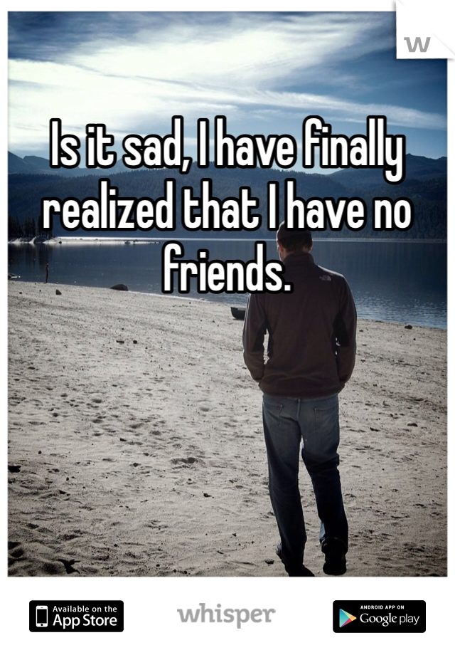 Is it sad, I have finally realized that I have no friends.