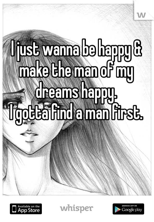 I just wanna be happy & make the man of my dreams happy.
I gotta find a man first.
