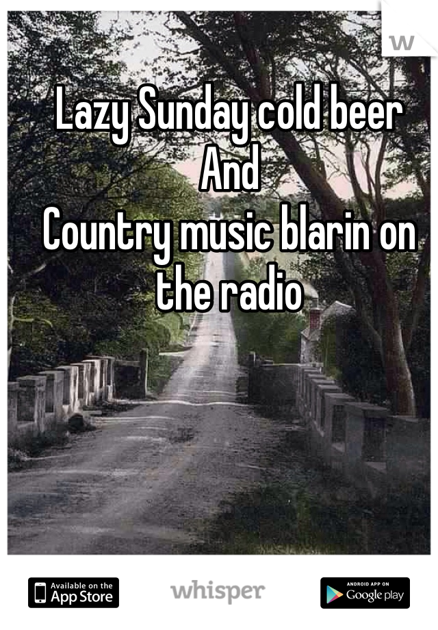 Lazy Sunday cold beer 
And
Country music blarin on the radio 
