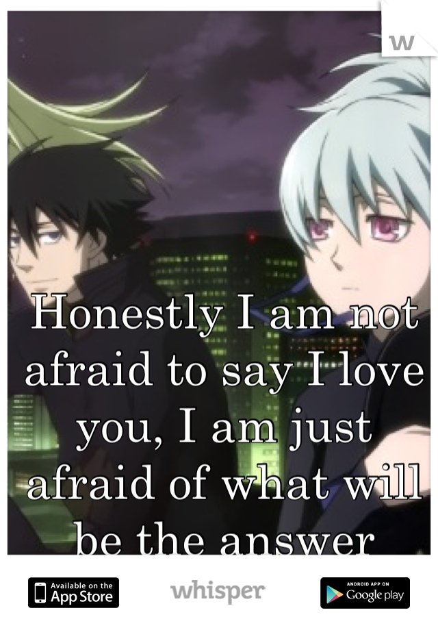 Honestly I am not afraid to say I love you, I am just afraid of what will be the answer 