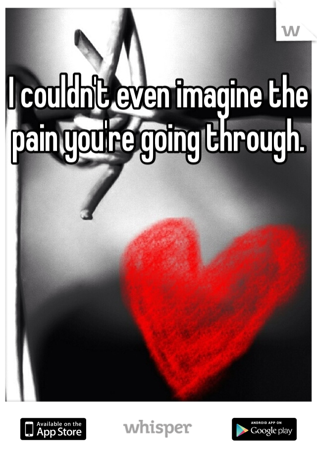 I couldn't even imagine the pain you're going through. 