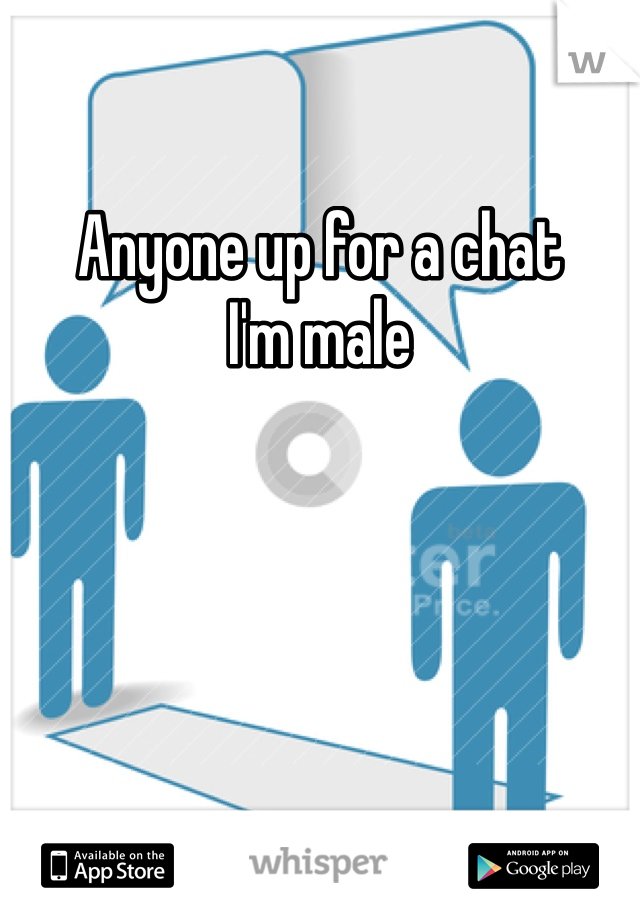 Anyone up for a chat 
I'm male 