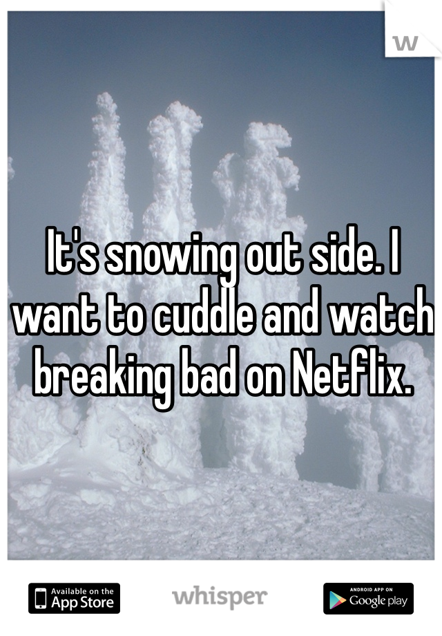 It's snowing out side. I want to cuddle and watch breaking bad on Netflix. 