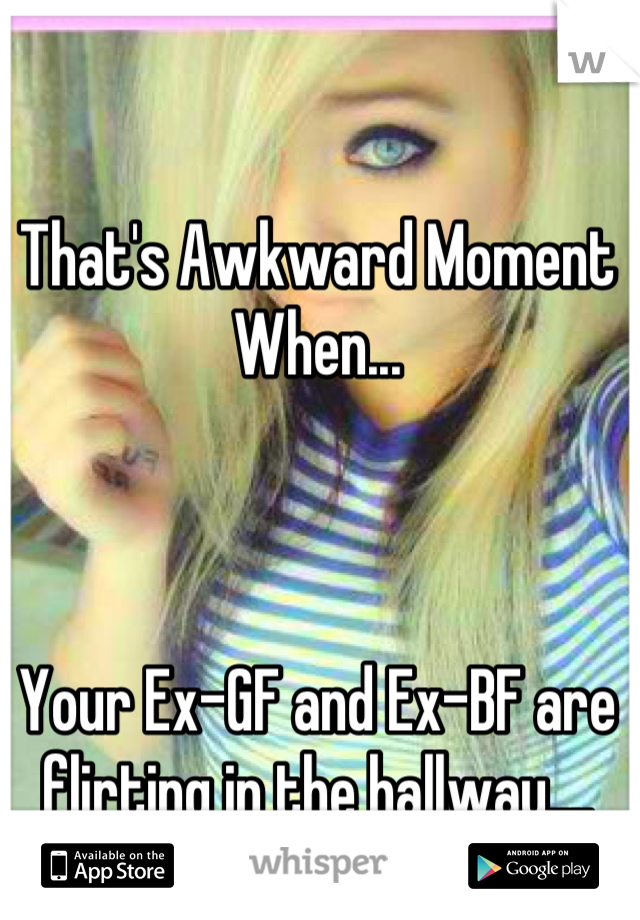 That's Awkward Moment When...



Your Ex-GF and Ex-BF are flirting in the hallway....