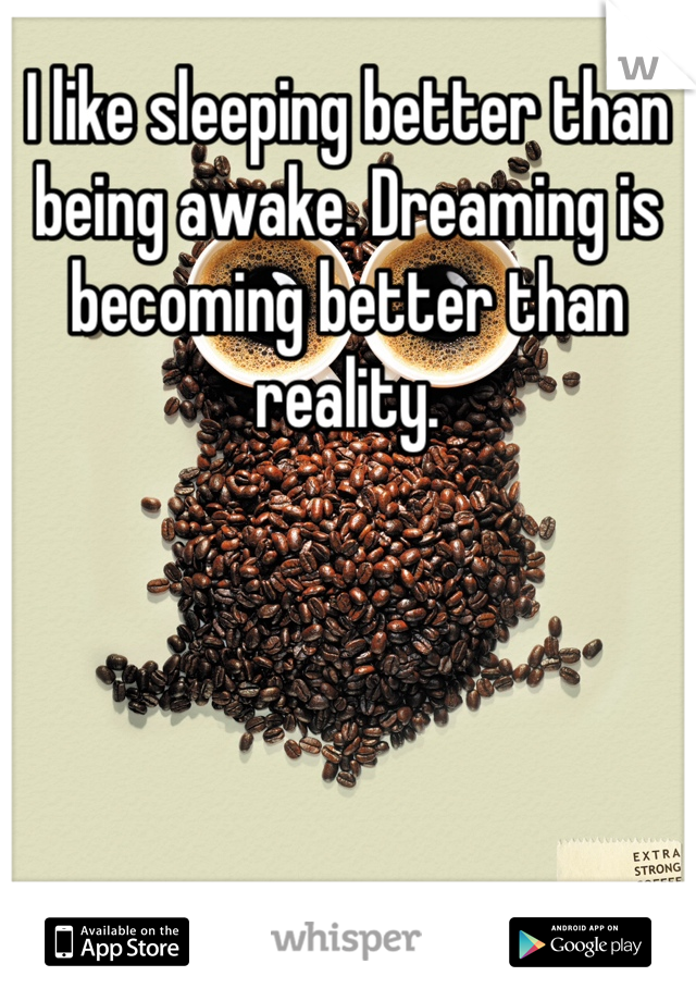 I like sleeping better than being awake. Dreaming is becoming better than reality. 