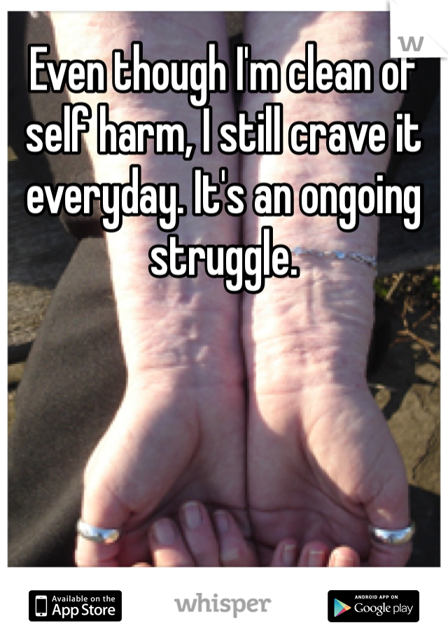 Even though I'm clean of self harm, I still crave it everyday. It's an ongoing struggle. 