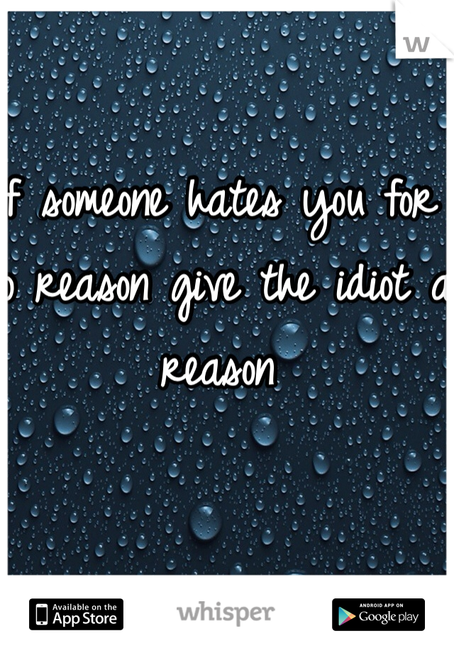 If someone hates you for no reason give the idiot a reason 
