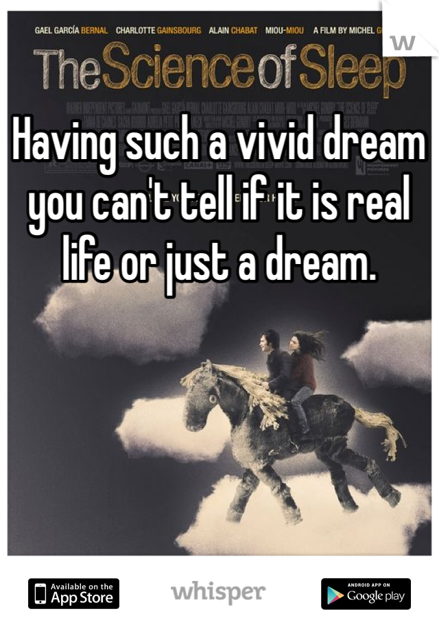 Having such a vivid dream you can't tell if it is real life or just a dream. 