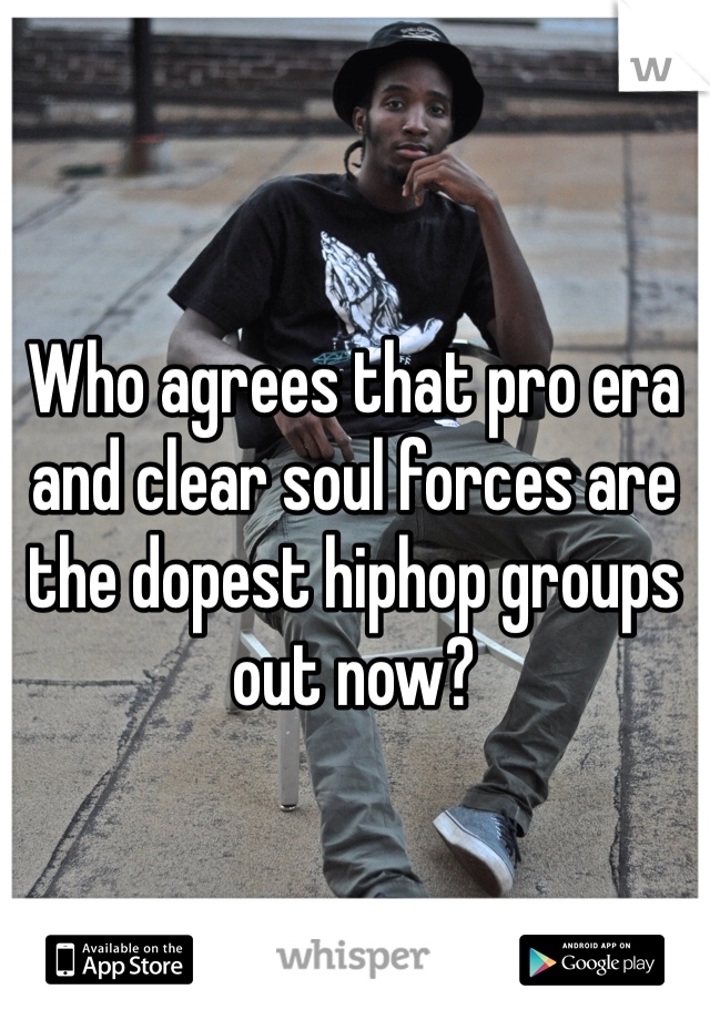 Who agrees that pro era and clear soul forces are the dopest hiphop groups out now?