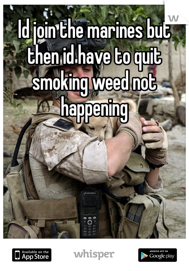 Id join the marines but then id have to quit smoking weed not happening 