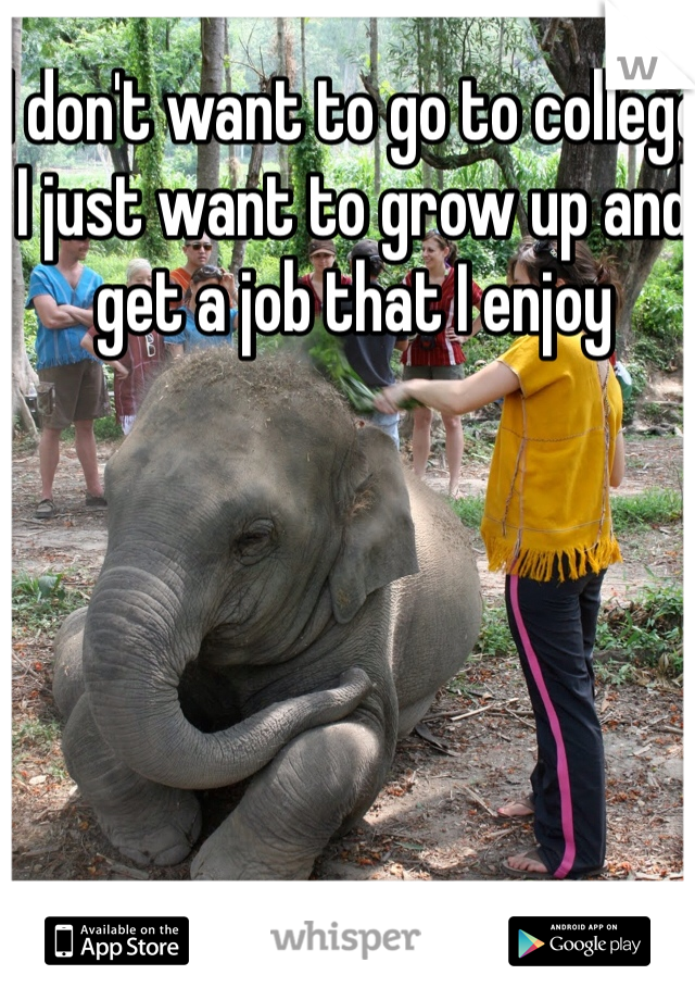 I don't want to go to college I just want to grow up and get a job that I enjoy