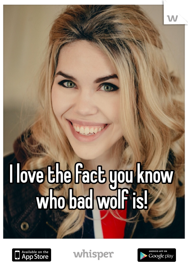 I love the fact you know who bad wolf is!