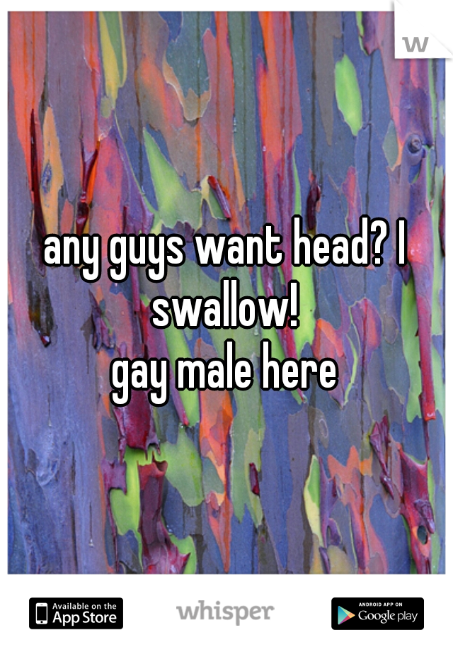 any guys want head? I swallow! 
gay male here