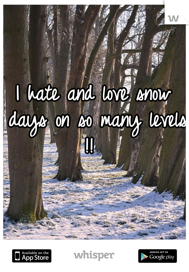 I hate and love snow days on so many levels !!  